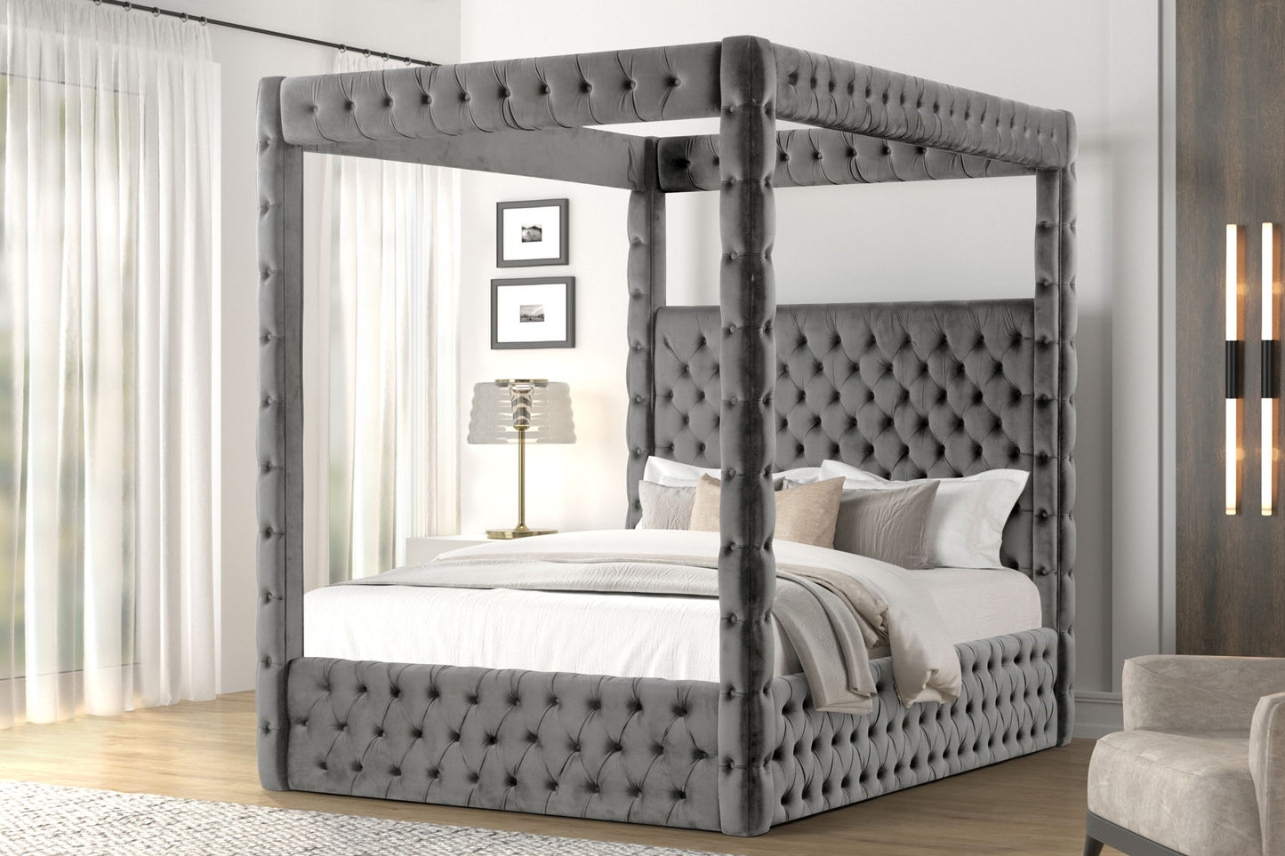 Mira Grey King Canoy Bed