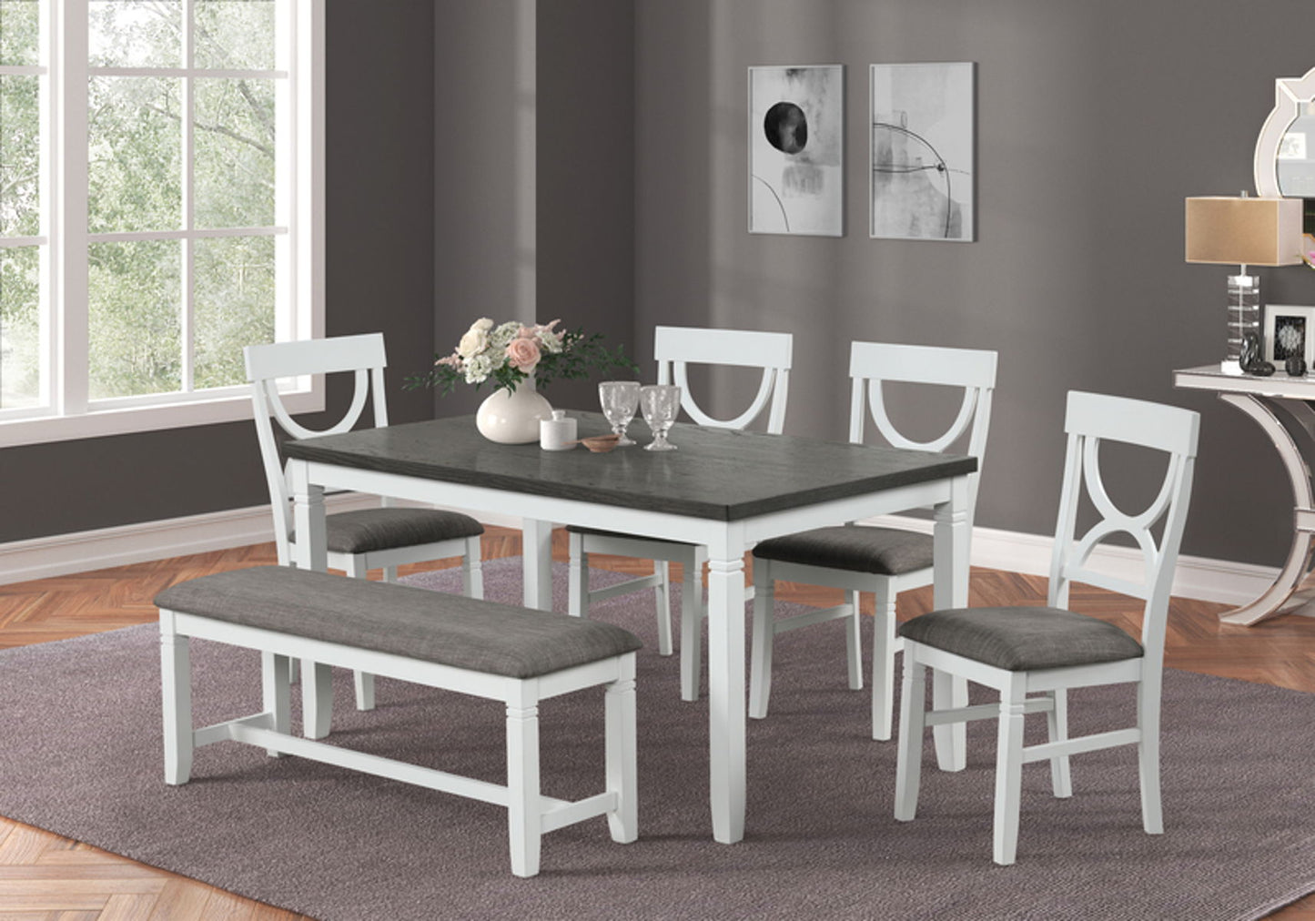 Alpha Dining - White/Gray dining Homeville Store.
