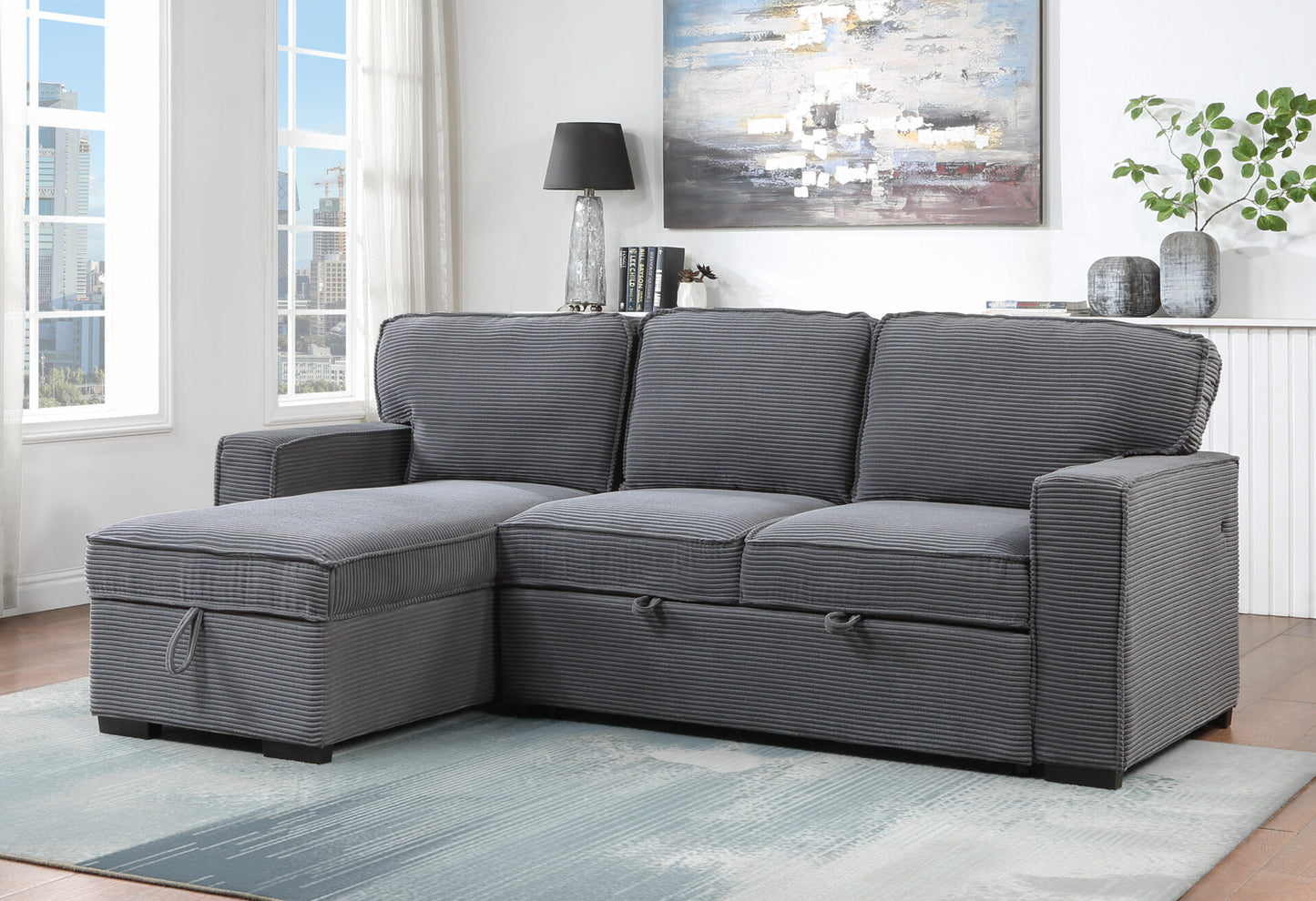 U0203 Reversible Grey Chaise
