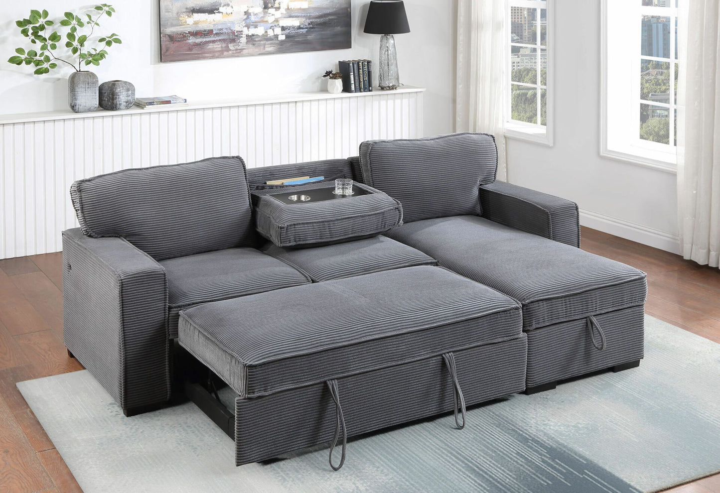 U0203 Reversible Grey Chaise