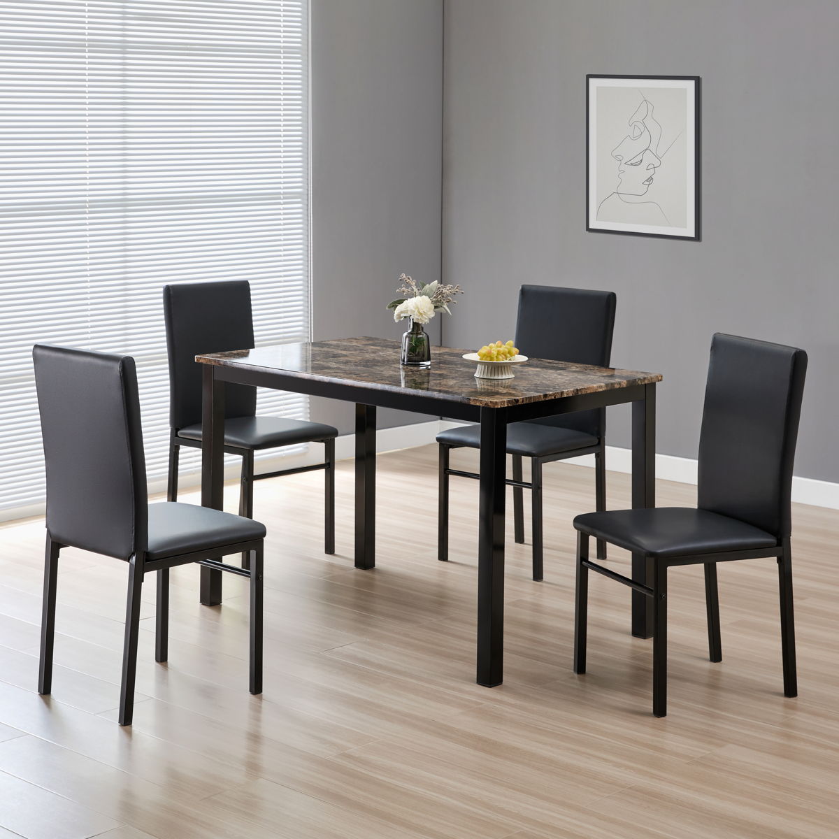 Cararra Brown Dining 5 Pc Set