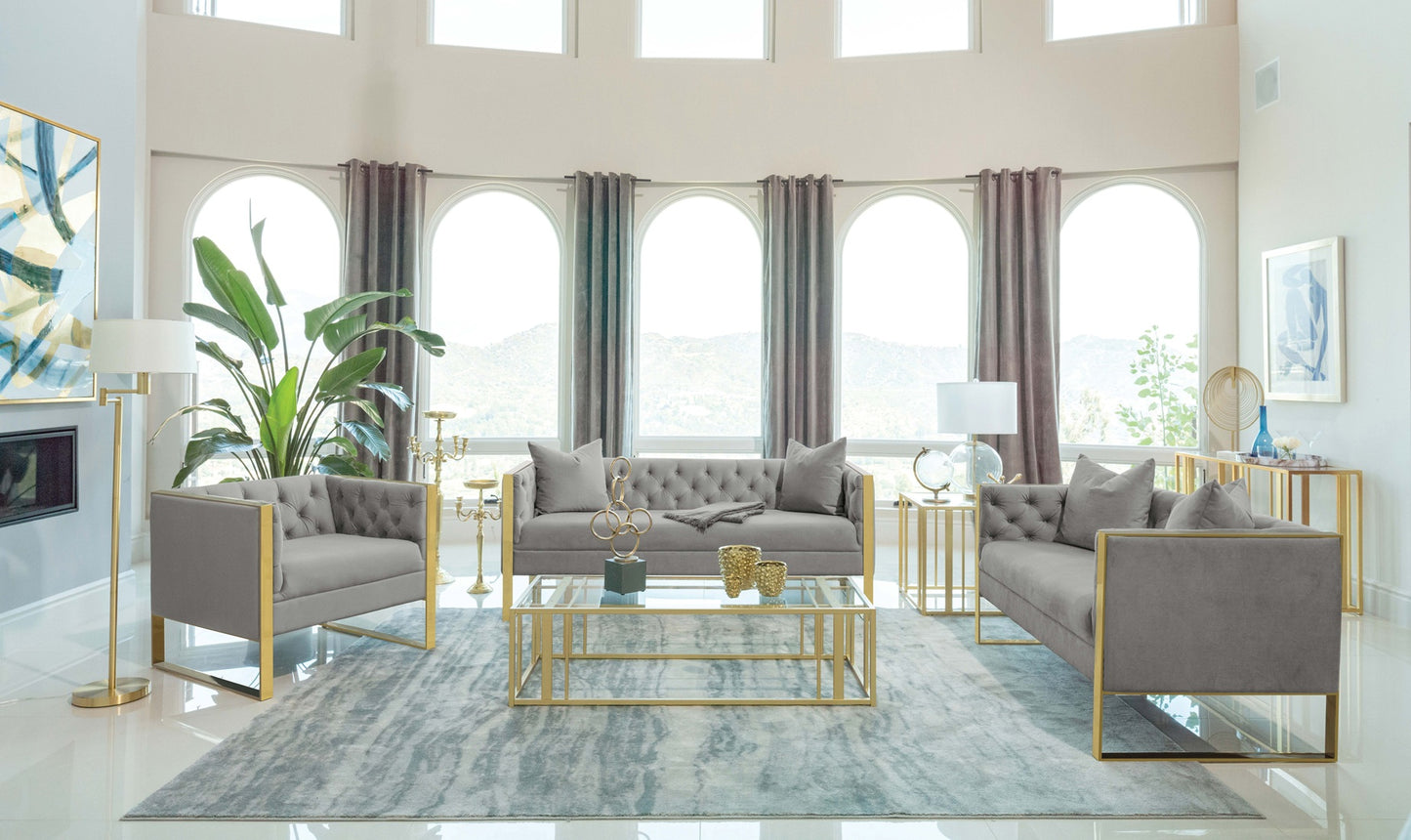Eastbrook Velvet Upholstered Tufted Accent Set