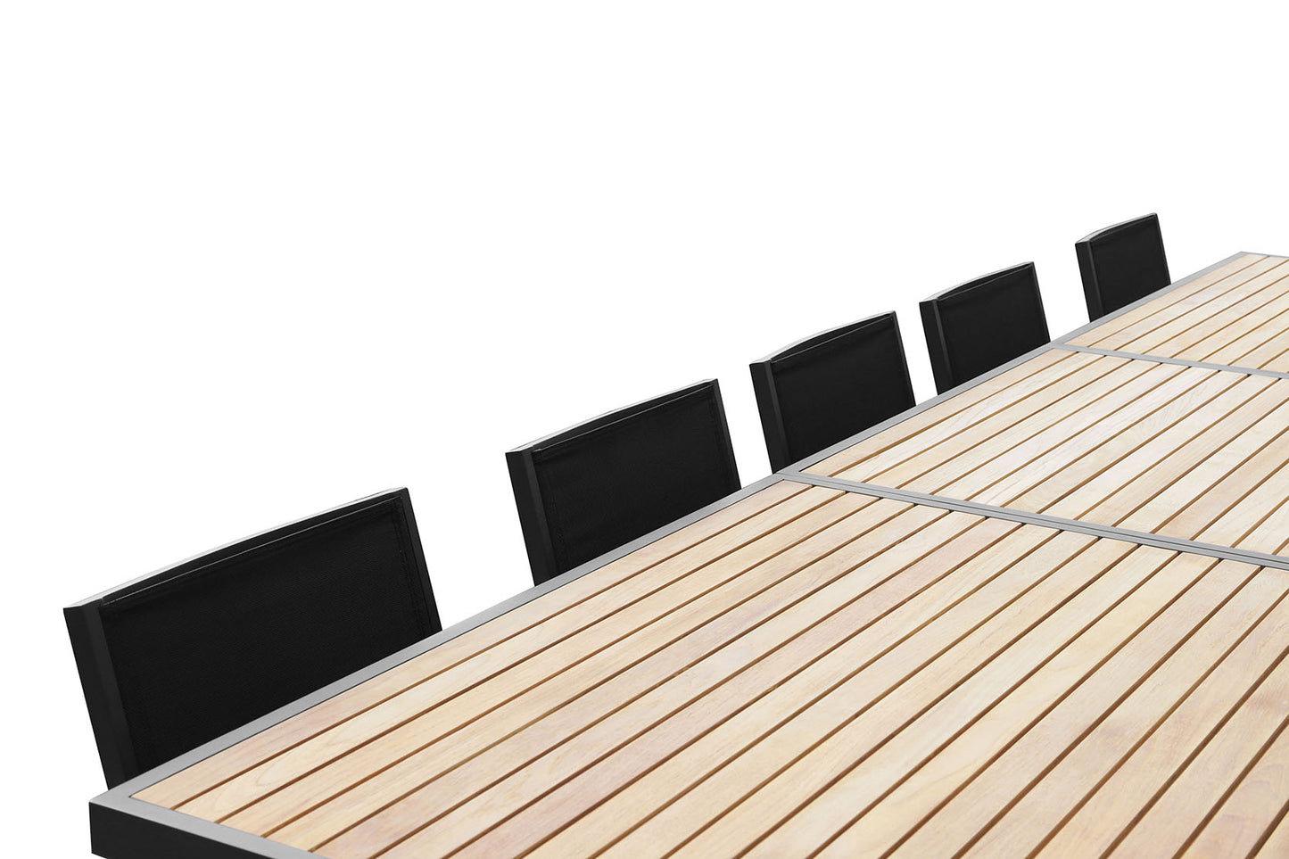 13PC Teak Aluminum Outdoor Dining Set. Charcoal Black