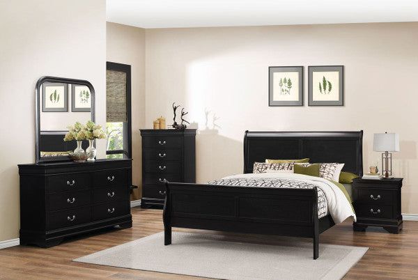 Louis Philippe Black Queen Bed