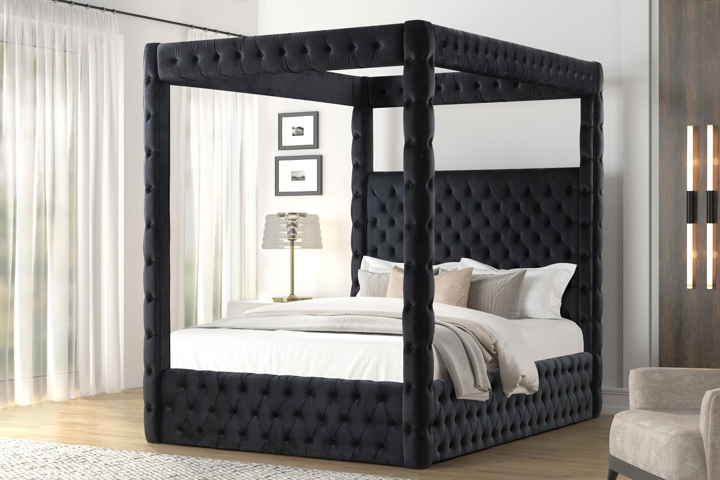 Mira Black King Canopy Bed