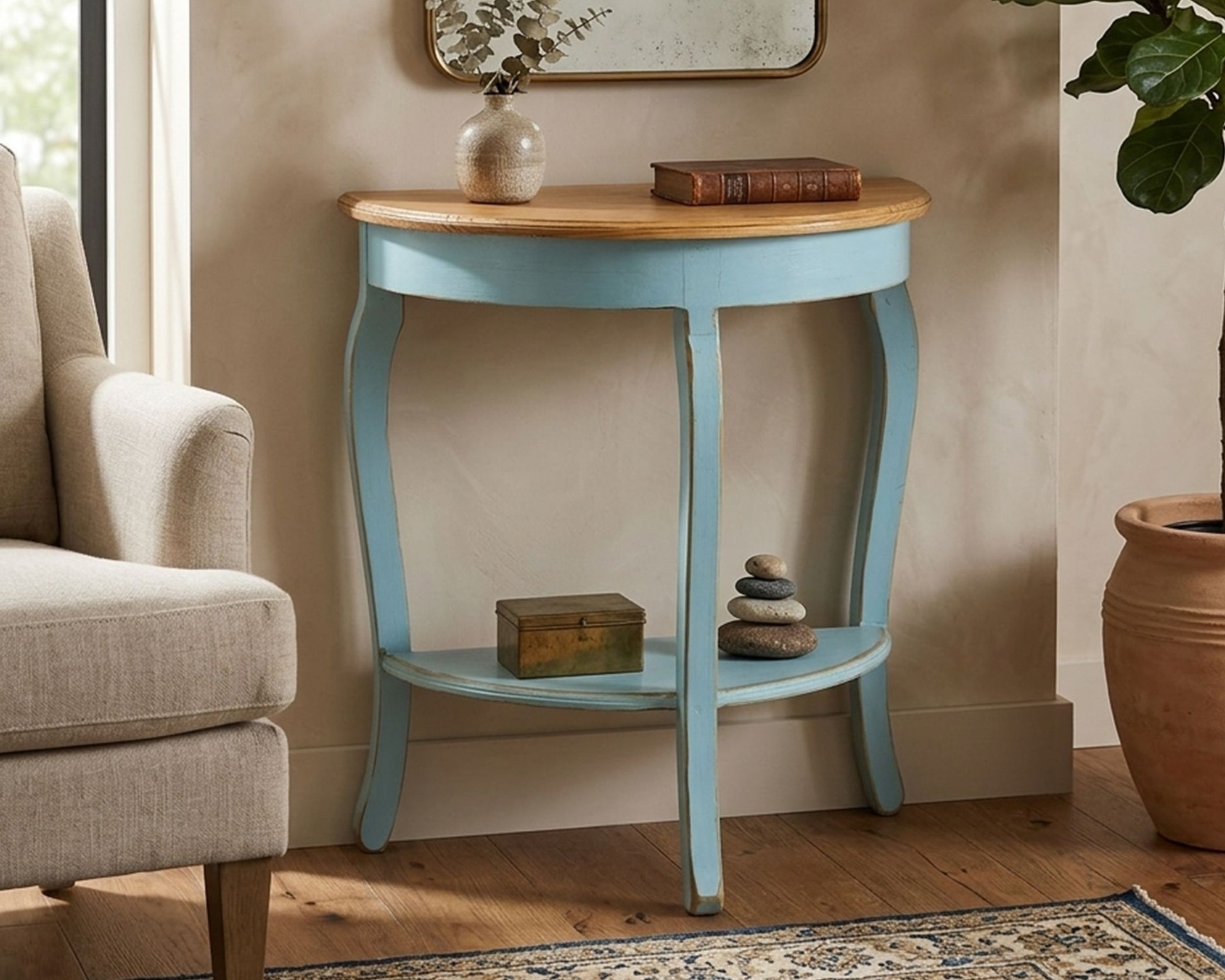 Half Moon Nogal Top Table | (1 in Stock)