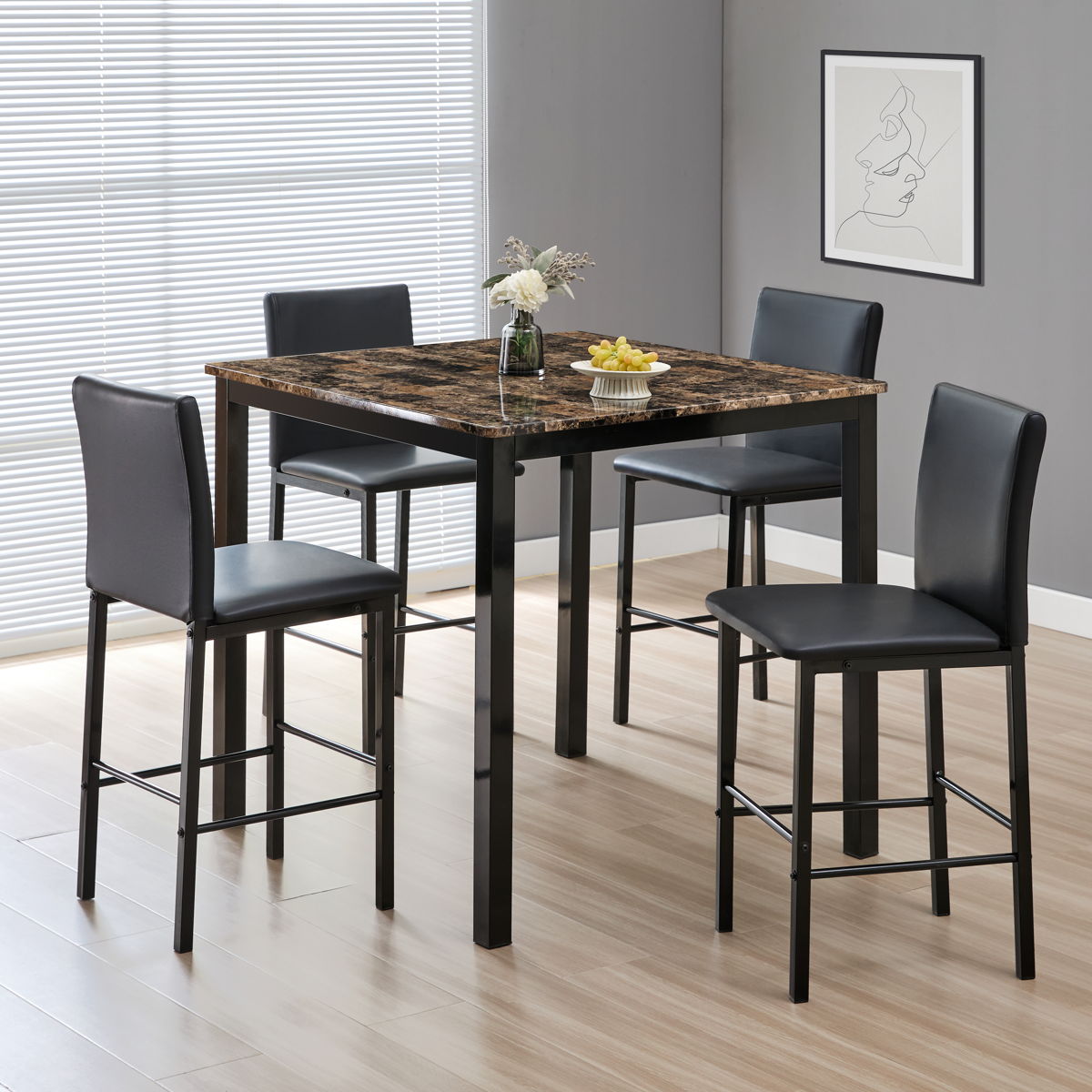 Cararra Brown Pub 5 Pc Set